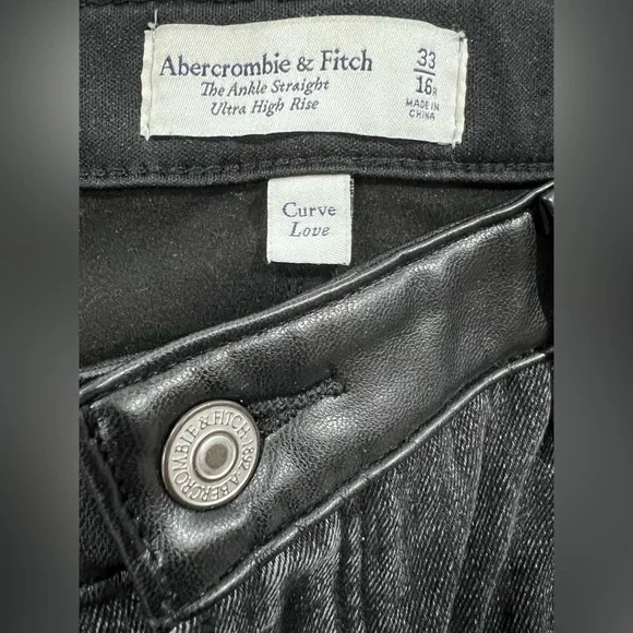 Abercrombie & fitch Curve Love Ankle Straight two toned black jean/leather pants - Picture 7 of 10